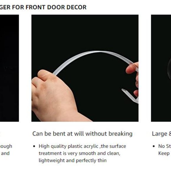 New 2pc pack 12" Clear Wreath-Hanger Non Scratch Over The Door Hooks - Picture 8 of 9